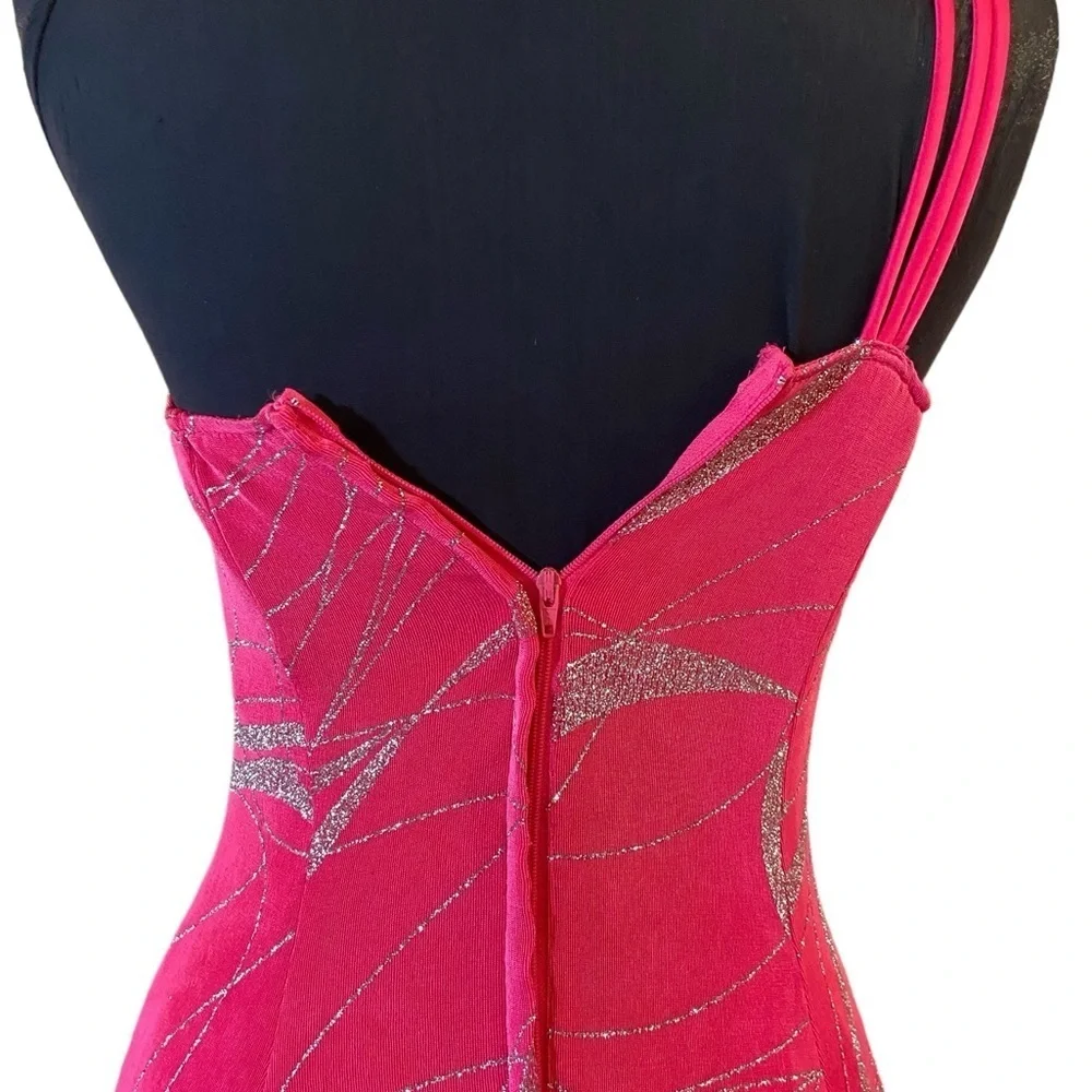 Vintage Rivar's Pink Ruffle One Shoulder Dance Dress 5/6 - Picture 11 of 16